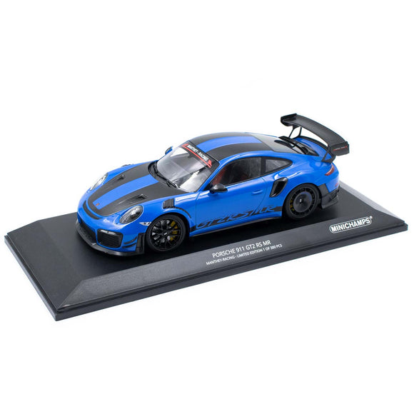 1:18 Porsche 911 GT2 RS MR Manthey Racing -- Blue w/Black Wheels -- Minichamps