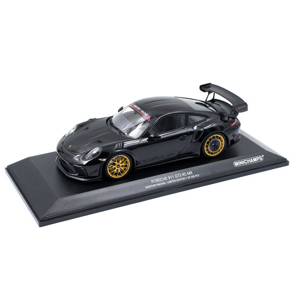 1:18 Porsche 911 GT3 RS MR Manthey Racing -- Black w/Gold Wheels -- Minichamps