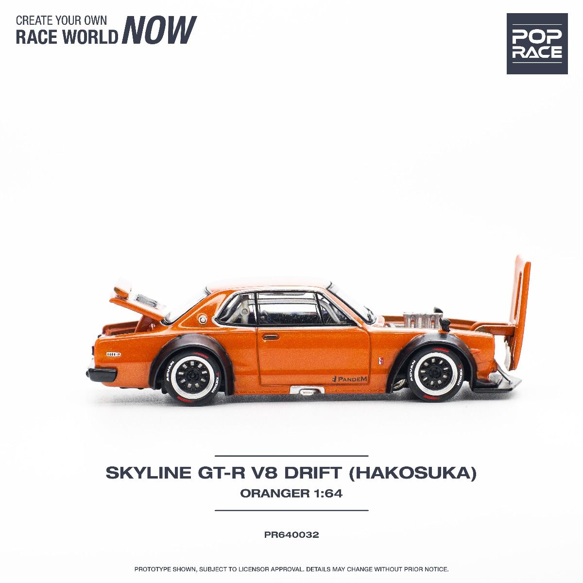 1:64 Nissan Skyline GT-R (KPGC10) Hakosuka V8 -- Orange -- Pop Race