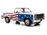 1:18 1980 Dodge Stepside Pickup Truck -- American Flag Patriotic -- Auto World