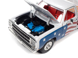 1:18 1980 Dodge Stepside Pickup Truck -- American Flag Patriotic -- Auto World