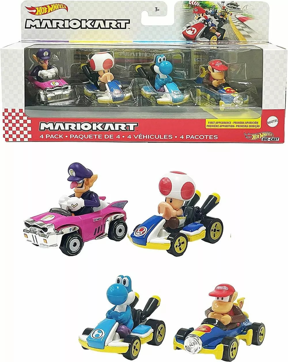 Hot Wheels Mario Kart Vehículo de Juguete Waluigi B-Dasher con Wario Wing Hot Wheels Mario Kart Vehículo de Juguete Waluigi B-Dasher con Wario Wing