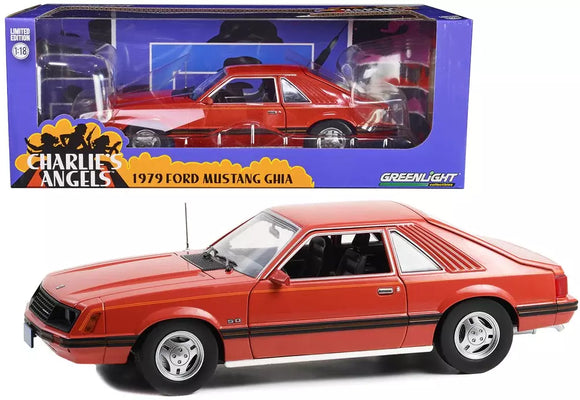 1:18 1979 Ford Mustang -- Red w/Black Stripes -- Charlie's Angels -- Greenlight