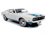 1:18 1972 Ford Mustang Sprint -- White w/ Blue Stripes -- American Muscle