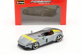 1:24 Ferrari Monza SP1 -- Silver Metallic with Yellow Stripes -- Bburago Race &