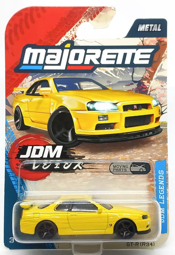1:64 Nissan R34 Skyline GT-R -- Yellow -- Majorette: JDM Legends