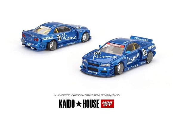 1:64 Nissan Skyline R34 GTR -- Kaido Works V3 Blue -- KaidoHouse x Mini GT