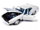 1:18 1972 Ford Mustang Sprint -- White w/ Blue Stripes -- American Muscle