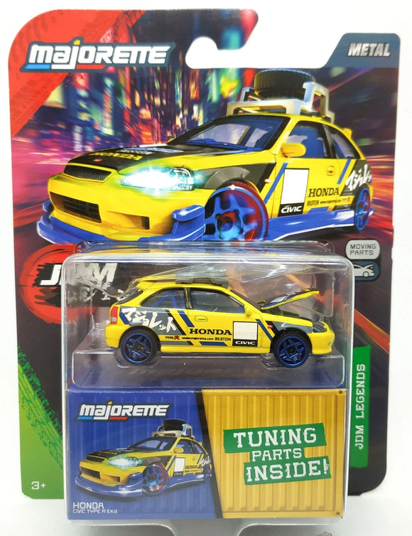 1:64 Honda Civic Type R EK9 -- Yellow -- Majorette: JDM Legends Tune Ups