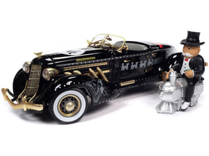 1:18 Monopoly Man w/1935 Auburn 851 Sportster -- Black/Brown -- Auto World
