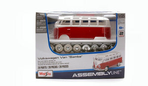 1:24 1963 VW Kombi Samba Van -- Red/White -- Maisto Assembly Line Kit