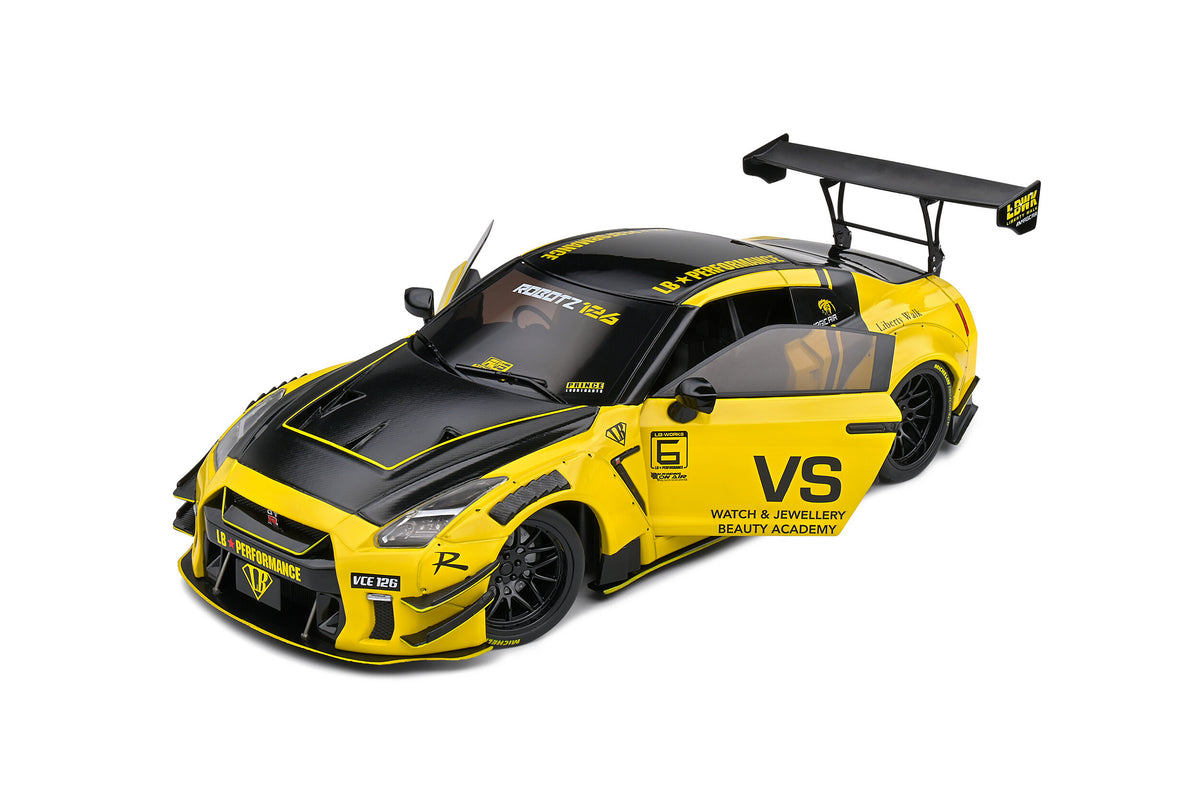 1:18 Nissan R35 GTR Liberty Walk 2.0 -- Yellow/Black -- Solido