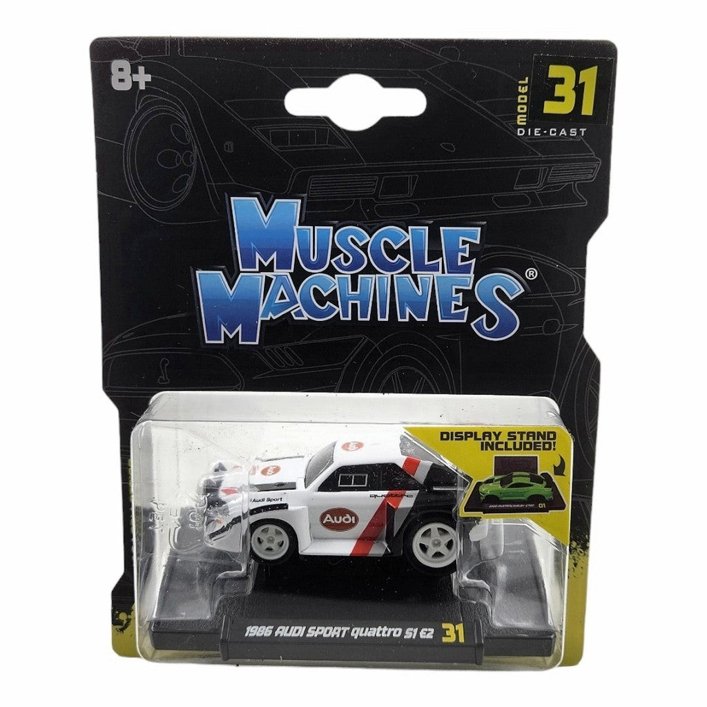 Voiture Miniature 1:64 Audi Sport Quattro S1 E2 1986 - Blanc, Par Muscle Machines