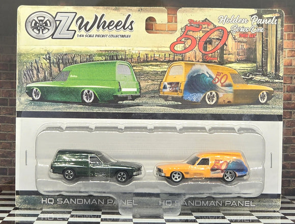(Pre-Order) 1:64 Holden HQ Sandman Panel Van Twin Set -- 50th Anniversary -- Oz Wheels