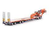 1:50 4x8 Trailer Set w/ Hydraulic Neck - Orange / Blue -- Drake Truck ZT09341