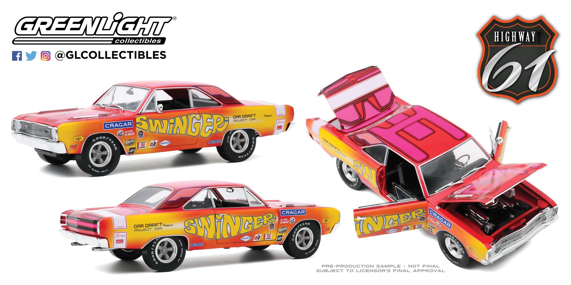 1969 ダッジ・ダート　340　スウィンガー - カークラフトプロジェクトカー Amazon | HIGHWAY 61 1:18 Scale 1969 DODGE DART 340 SWINGER