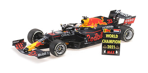 1:18 2021 Max Verstappen -- World Championship Winner -- Minichamps F1
