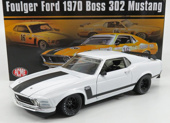 1:18 1970 Ford Mustang Boss 302 -- Foulger Ford (Plain White Body Edition) -- AC
