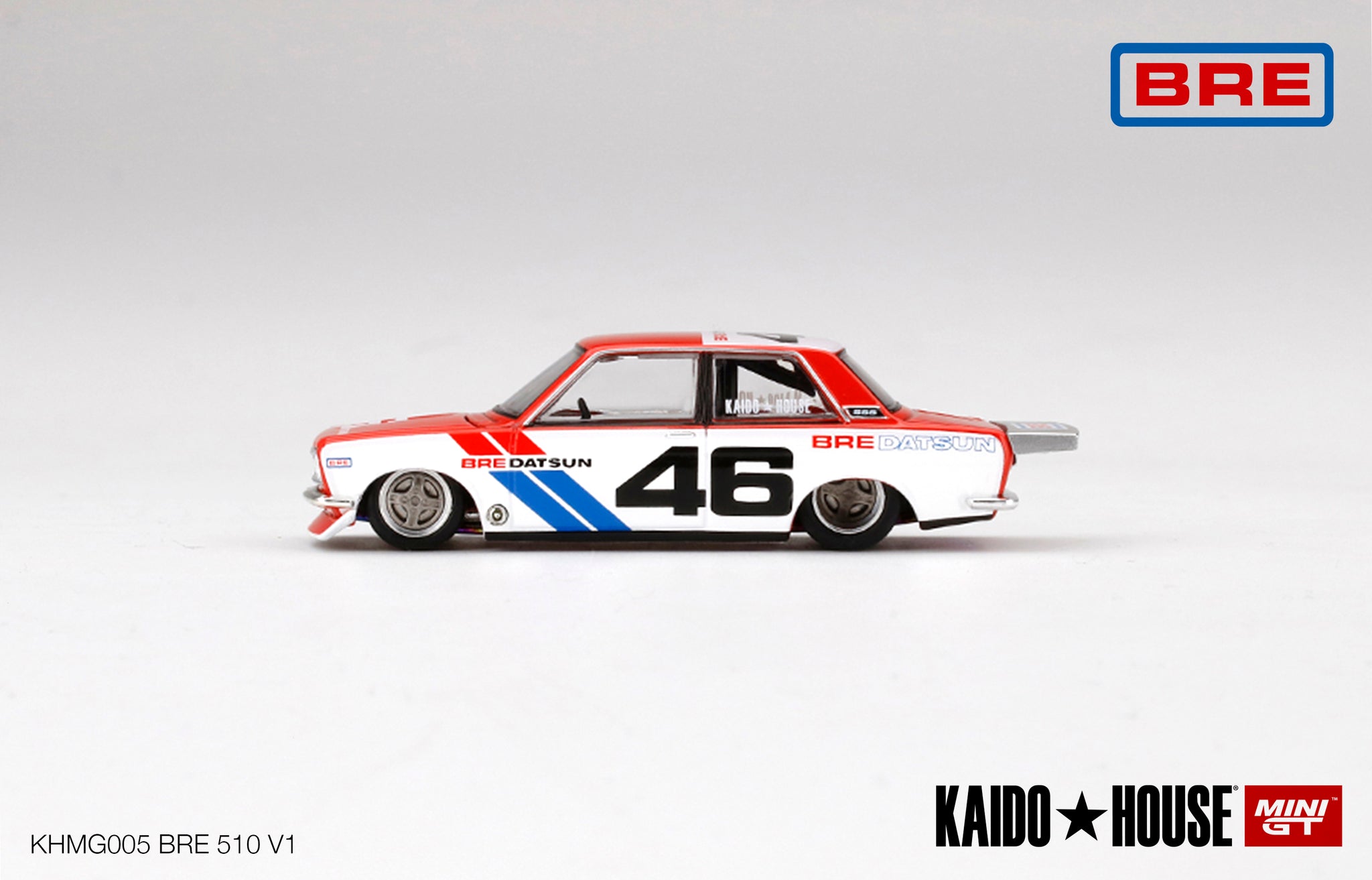 1:64 Datsun 510 Pro Street -- #46 BRE510 V1 -- Kaido House x Mini GT K