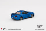 1:64 Nissan Skyline GT-R (R34) V-Spec II -- Bayside Blue -- Mini GT