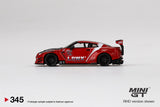 1:64 Nissan GT-R R35 Type 2, Rear Wing ver 3, Red, LB Work Livery 2.0 -- Mini GT