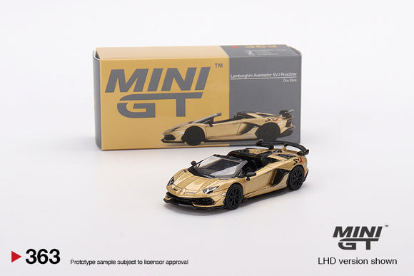 1:64 Lamborghini Aventador SVJ Roadster -- Oro Elios (Gold) -- Mini GT