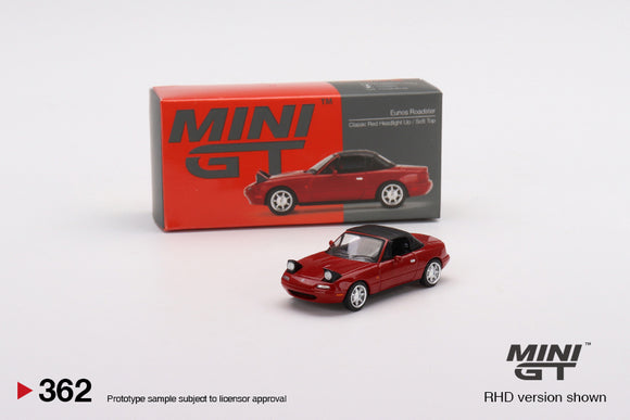 1:64 Mazda Eunos Roadster NA (MX-5) Miata (Soft Top) -- Classic Red -- Mini GT