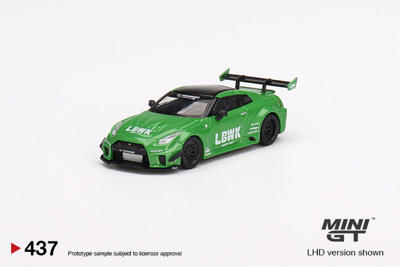 1:64 Nissan GT-RR (R35) -- LB-Silhouette Ver.2 Apple Green LBWK -- Mini GT