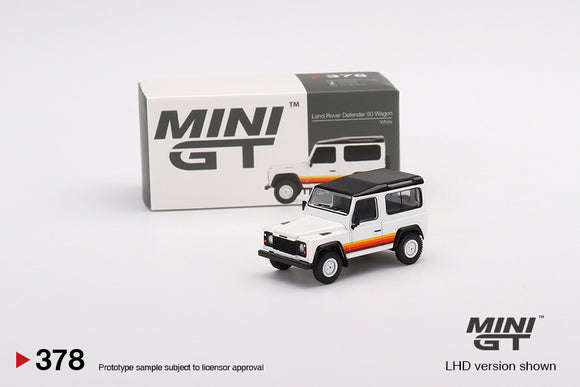 1:64 Land Rover Defender 90 Wagon -- White -- Mini GT