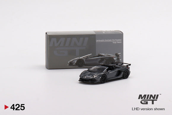 1:64 Lamborghini Aventador SVJ Roadster -- Grigio Telesto (Grey) -- Mini GT