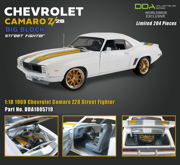1:18 1969 Chevrolet Camaro Z28 -- Street Fighter White -- DDA/ACME