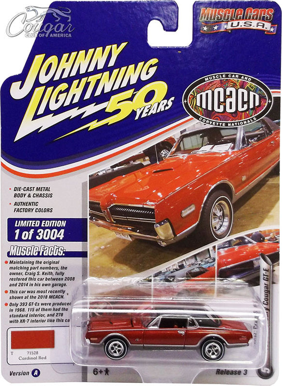 1:64 1968 Mercury Cougar GT-E -- Cardinal Red -- Johnny Lightning