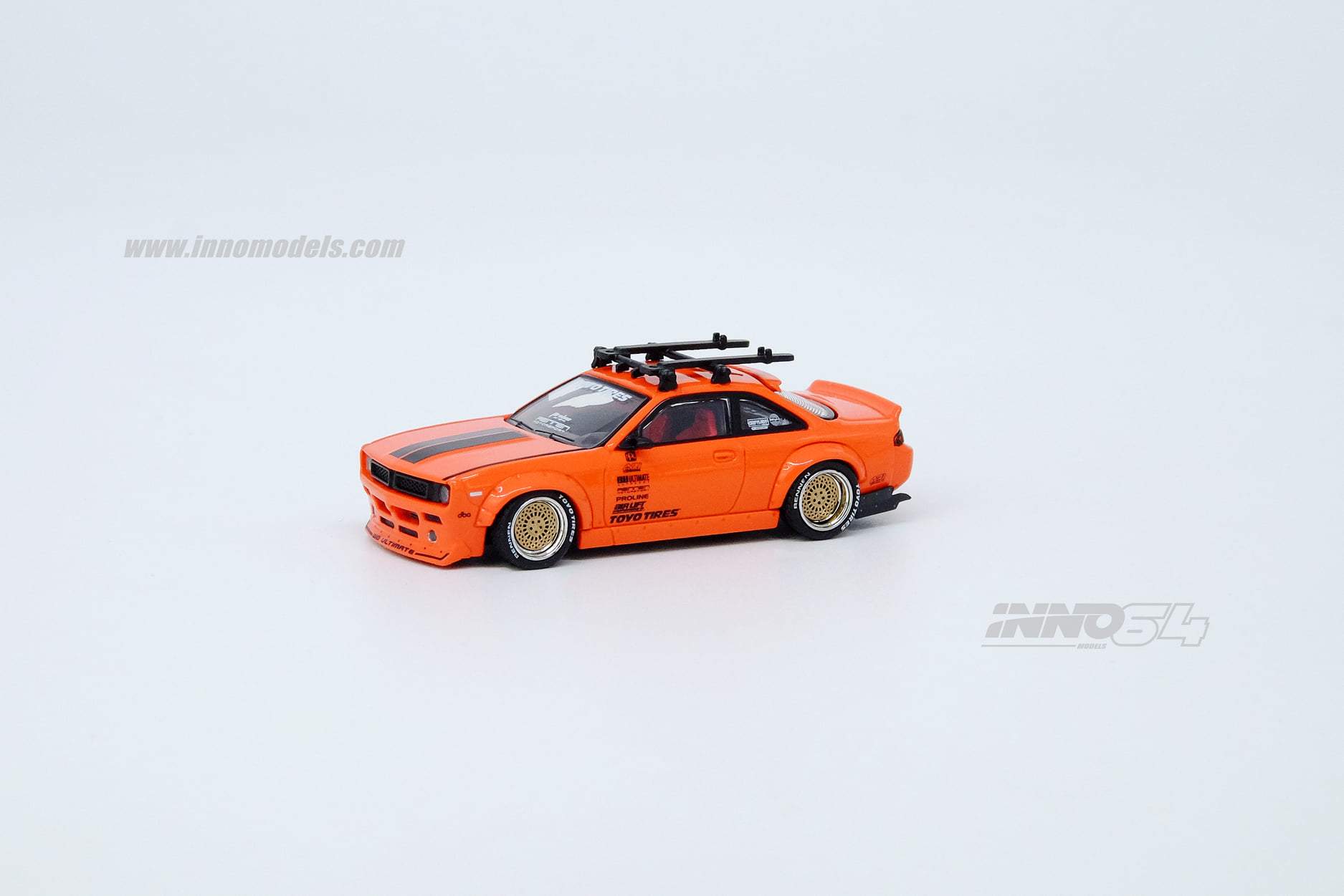 1:64 Nissan Silvia S14 Rocket Bunny Boss Aero w/Roof Rack and Bicycles