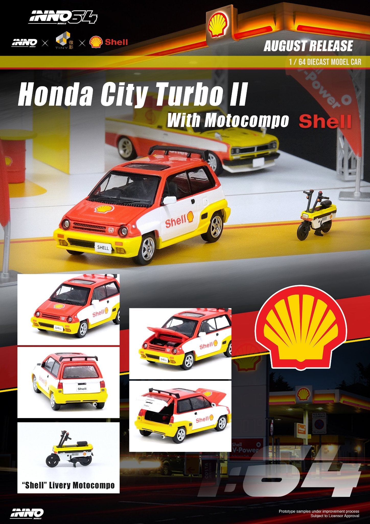 1:64 Honda City Turbo II w/Motocompo -- Shell -- INNO64