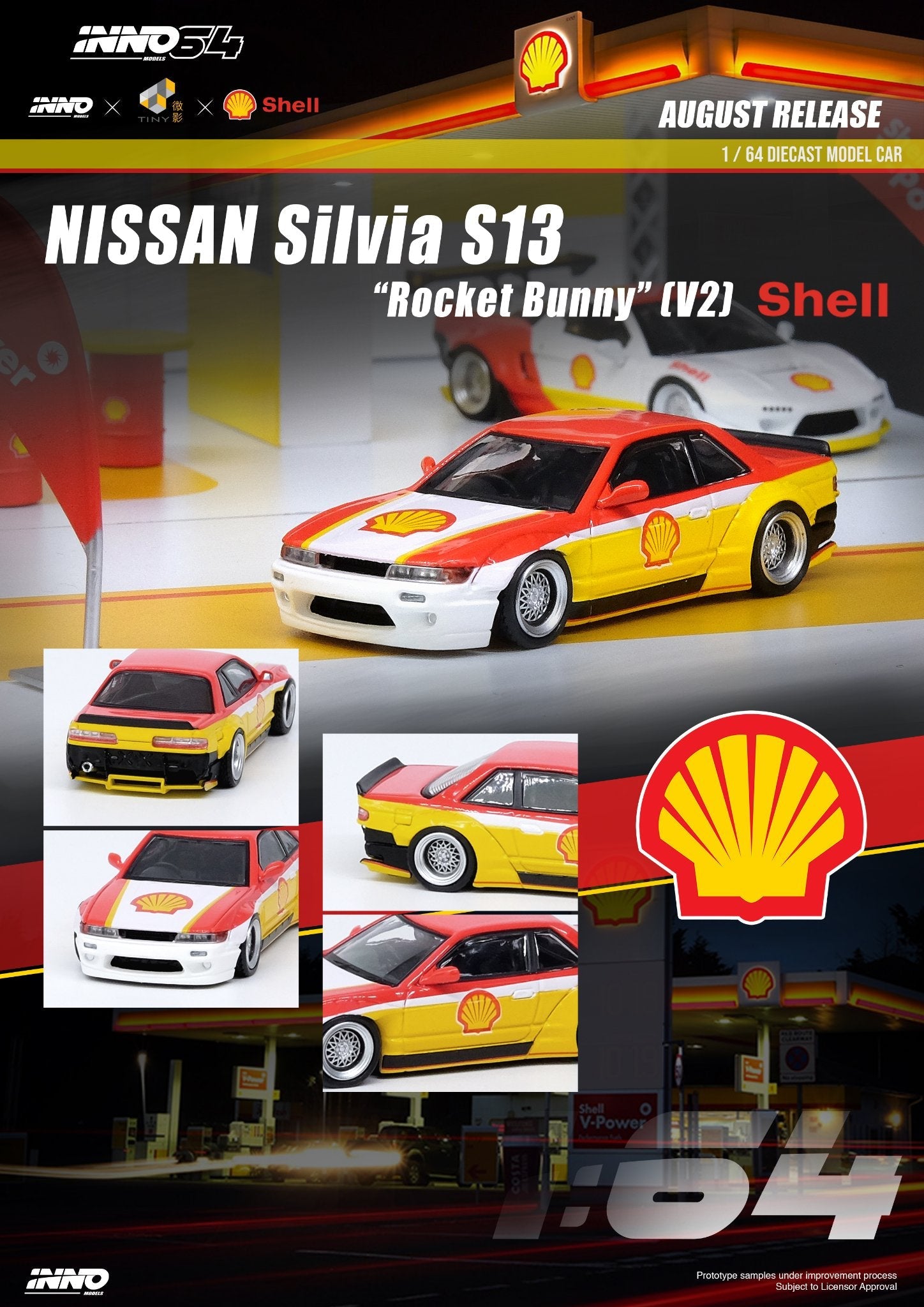 1:64 Nissan Silvia S13 Rocket Bunny V2 -- Shell -- INNO64