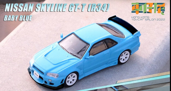 1:64 Nissan Skyline GT-T (R34) -- Baby Blue (Hong Kong Toycar Salon) -- INNO64