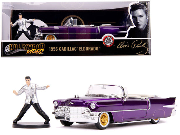 1:24 1956 Cadillac El Dorado w/Elvis Figurine -- Purple -- JADA