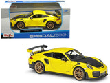 1:24 Porsche 911 GT2 RS -- Yellow w/Carbon Hood & Gold Wheels -- Maisto