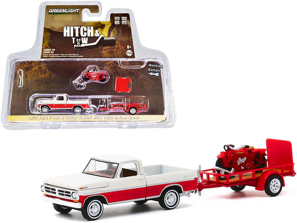 1:64 Hitch & Tow - 1972 Ford F-100 Pickup Truck & Trailer with 1920 Indian Scout
