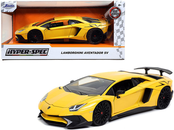 1:24 Lamborghini Aventador SV -- Yellow -- JADA: Hyper-Spec