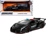 1:24 Lamborghini Veneno -- "S.W.A.T." Police Car Matt Black -- JADA: Hyper-Spec