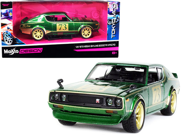 1:24 1973 Nissan Skyline 2000 GT-R -- Green w/Gold Wheels -- Maisto Design
