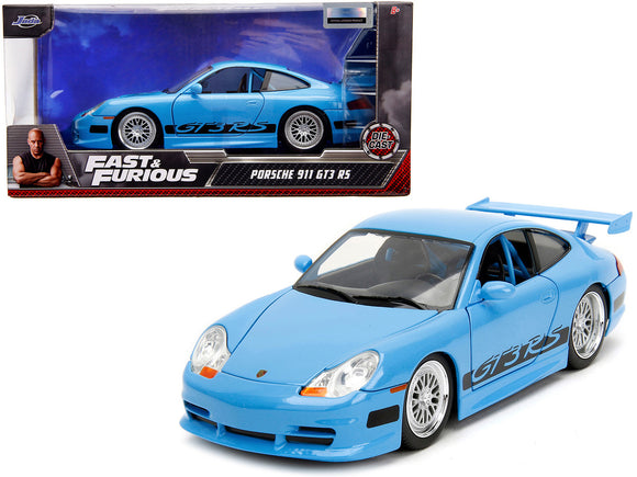 1:24 Porsche 911 GT3 RS -- Light Blue with Black Accents -- Fast & Furious JADA