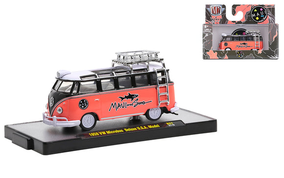 1:64 1959 VW Microbus Deluxe Kombi -- Maui & Sons -- M2 Machines Detroit Muscle