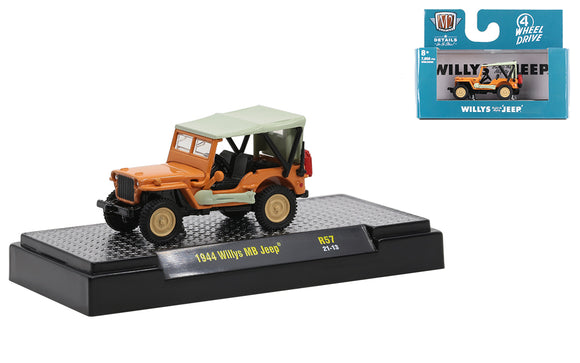 1:64 1944 Willys MB Jeep -- Orange -- M2 Machines Detroit Muscle