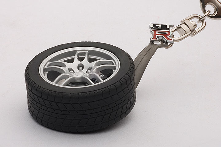 Nissan Skyline R33 GTR Wheel Keychain with GT-R Emblem -- AUTOart