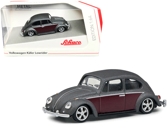1:64 Volkswagen Beetle -- Custom Matt Gray Metallic w/Burgundy Sides -- Schuco V