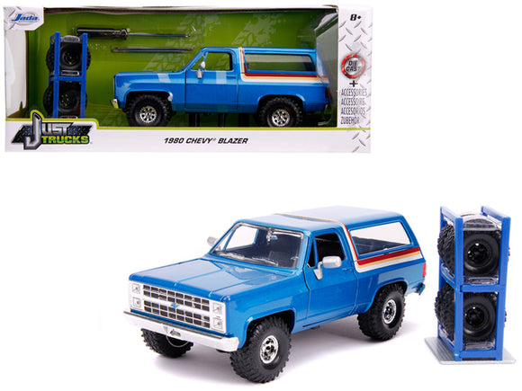 1:24 1980 Chevrolet K5 Blazer -- Blue w/Extra Wheels -- JADA: Just Trucks