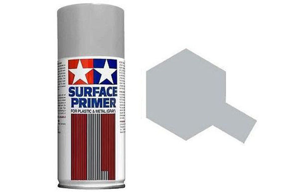 Tamiya Fine Surface Primer (180mL) -- Grey -- Plastic/Metal -- 87042