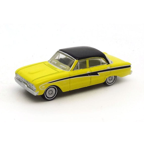 1:87 (HO) 1960 Ford XK Falcon Sedan -- Yellow/Black -- Cooee Classics